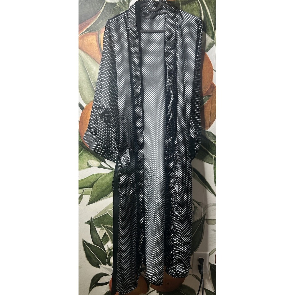 Christian Dior Monsieur Robe Mens One Size Polka Dot Belted Satin Polyester